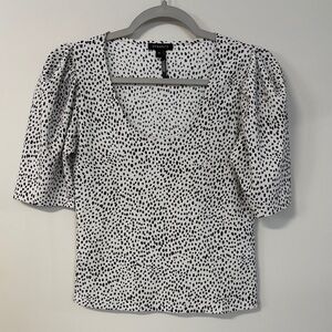 Women's Black and White Polka Dot Top